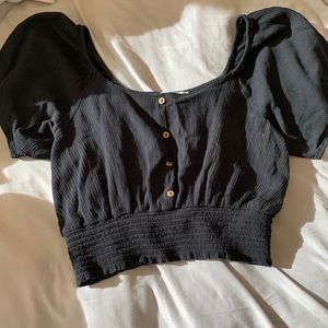 black cropped blouse